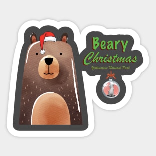 Beary Merry Christmas from Yellowstone National Park Sticker